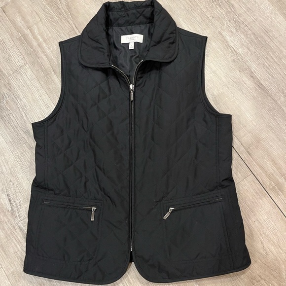 Talbots Black Quilted Vest Small Petite SP - Picture 1 of 15